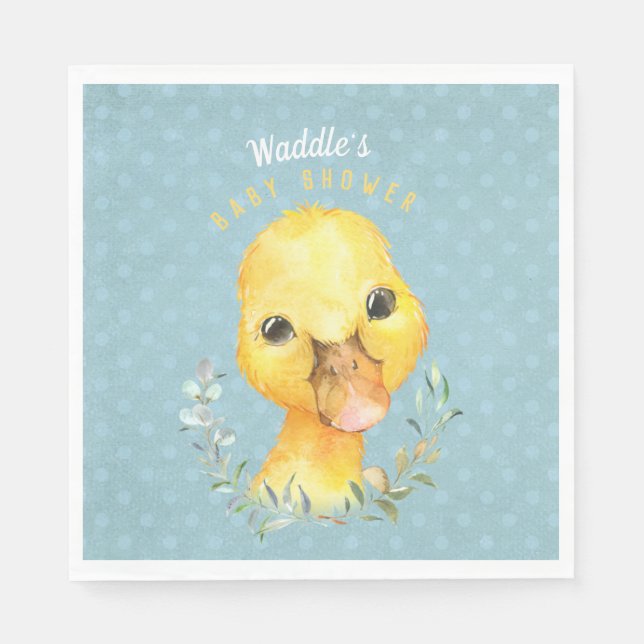 Servilleta De Papel Waddle McQuackers Cute Duck Baby Shower (Anverso)
