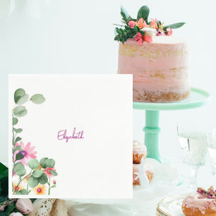 Servilleta De Papel Waddle y luego Swaddle Pink Baby Shower