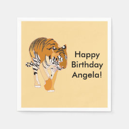 Servilleta De Papel Walking Tiger Personalized Birthday Napkins