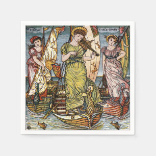 Servilleta De Papel Walter Crane Barcos,Damas Elegantes,Art Nouveau