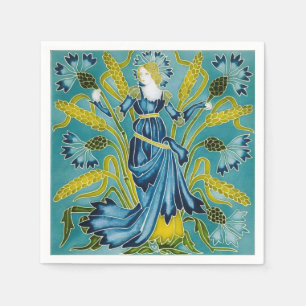 Servilleta De Papel Walter Crane Blue Cornflower Artes y Oficios