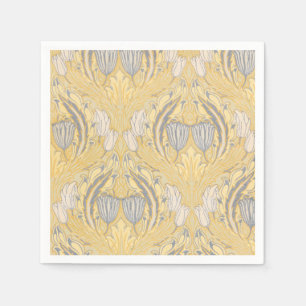 Servilleta De Papel Walter Crane Blue White Tulips & Acanthus