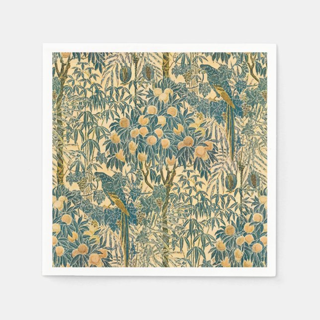 Servilleta De Papel Walter Crane - Patrón de Macaw Art Nouveau de époc (Anverso)