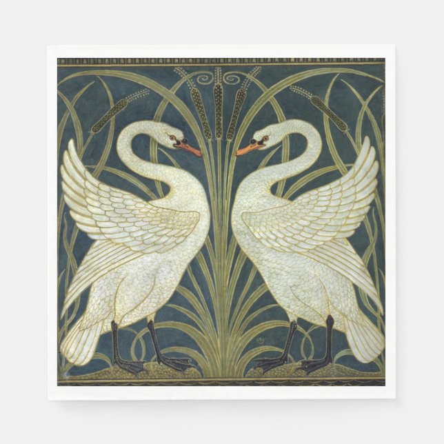Servilleta De Papel Walter Crane Swan & Rush and Iris Victorian  (Anverso)