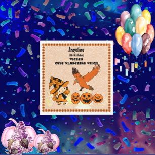 Servilleta De Papel Wandering Witch Raven Halloween Pumpkins Cumpleaño