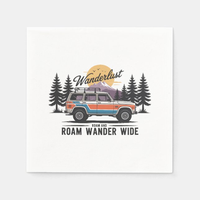 Servilleta De Papel Wanderlust Camper - Roam y Roam Wander Wide (Anverso)
