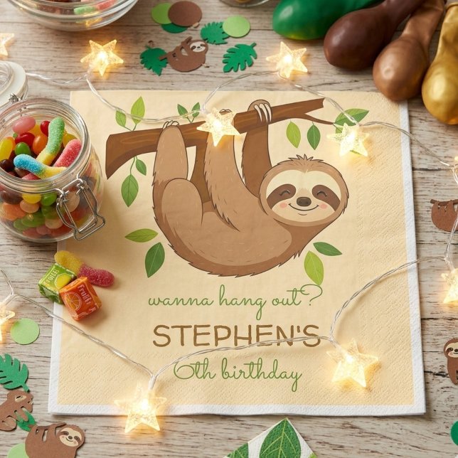 Servilleta De Papel Wanna hang out? sloth kids birthday (Subido por el creador)