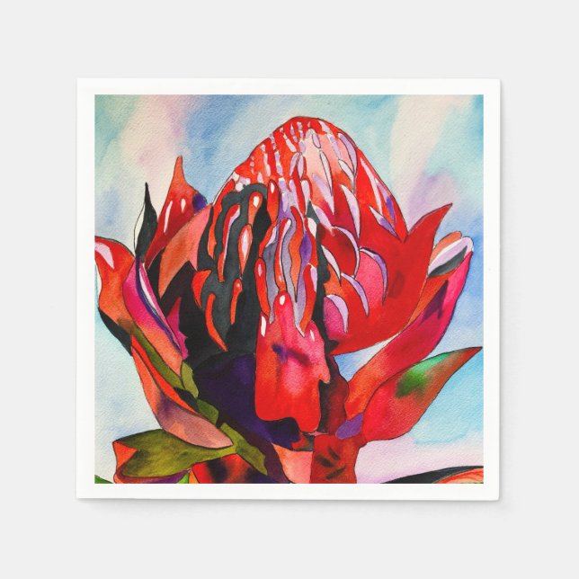 Servilleta De Papel Waratah Flor acuática australiana (Anverso)