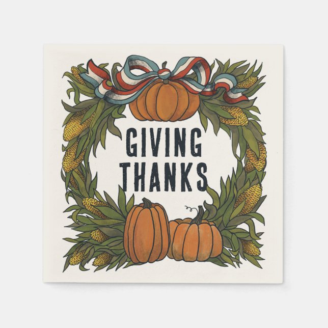 Servilleta De Papel Warm Americana Harvest Thanksgiving  (Anverso)
