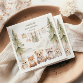 Servilleta De Papel Warm Beige Woodland Adventure Awaits Baby Shower