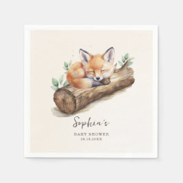 Servilleta De Papel Warm Beige Woodland Fox Baby Shower Paper