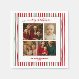 Servilleta De Papel Warm Stripes family Photo merry Christmas