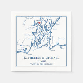 Servilleta De Papel Warwick RI Map Elegant Navy Blue Boda