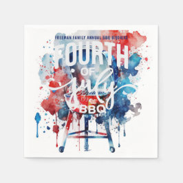 Servilleta De Papel Watercolor 4 de julio Fiesta de Cocina de Barbacoa