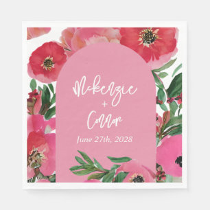 Servilleta De Papel Watercolor Anemone Cardstock Boda de arco rosado