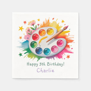 Servilleta De Papel Watercolor Art Palette Age Birday Party