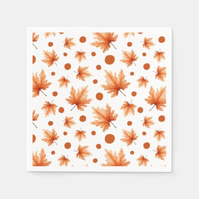 Servilleta De Papel Watercolor Autumn Leaves Fall Foliage Thanksgiving (Anverso)