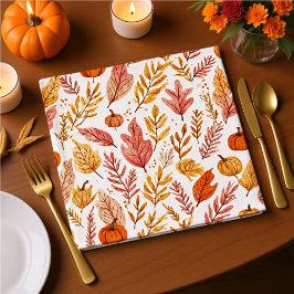 Servilleta De Papel Watercolor Autumn Leaves Thanksgiving Napkins