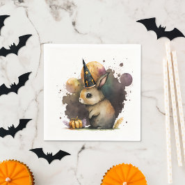 Servilleta De Papel Watercolor Baby Bunny Halloween