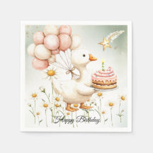 Watercolor Baby White Goose Fiesta de cumpleaños