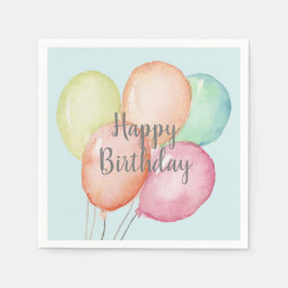 Servilleta De Papel Watercolor Balloon Bunch Blue Birday Party