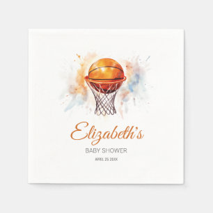 Servilleta De Papel Watercolor Basketball Baby Shower