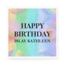 Watercolor Bath Bomb Birthday Paper Napkin