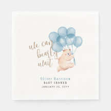 Watercolor Bear Blue Balloon Baby Shower Classic