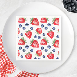 Servilleta De Papel Watercolor Berries Patrón Fresa Fiesta de verano