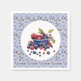 Servilleta De Papel Watercolor Berry Sweet Blueberries Baby Shower
