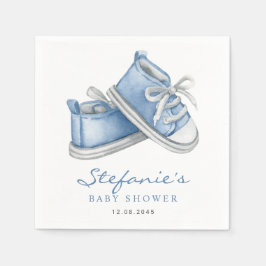 Servilleta De Papel Watercolor Blue Baby Shoes It's a Boy Baby Shower