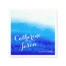 Watercolor Blue Beach Wedding Personalizado