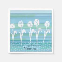 Servilleta De Papel Watercolor Blue Birthday Kids Tulip Paper Napkin