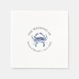 Servilleta De Papel Watercolor Blue Crab Beach Wedding Cocktail Napkin