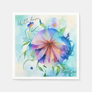 Servilleta De Papel Watercolor Blumen Fondo azul Wiese