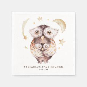Servilleta De Papel Watercolor Boho Mommy and Baby Owl Baby Shower