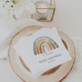 Servilleta De Papel Watercolor Boho Rainbow Baby Shower