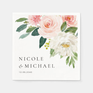 Servilleta De Papel Watercolor Bonito Jardín Flores Boda Primaria
