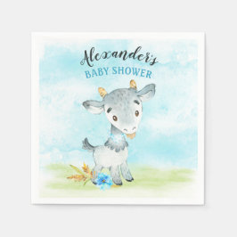 Servilleta De Papel Watercolor Boy Goat Baby Shower Farm