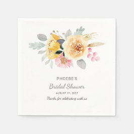 Servilleta De Papel Watercolor Bridal Shower Floral Moderna Botánica