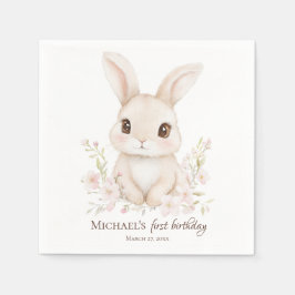 Servilleta De Papel Watercolor Bunny First Birthday Party Tableware