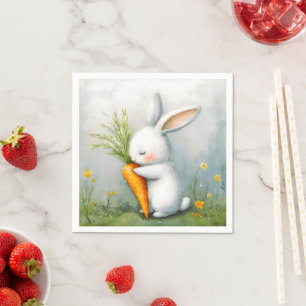 Servilleta De Papel Watercolor Bunny Happy Harvest
