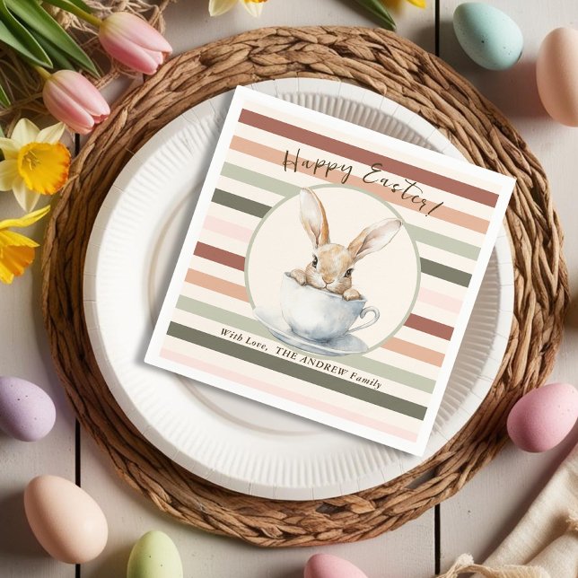 Servilleta De Papel Watercolor Bunny Personalizado Spring Easter (Watercolor Bunny Custom Spring Easter Napkins
)