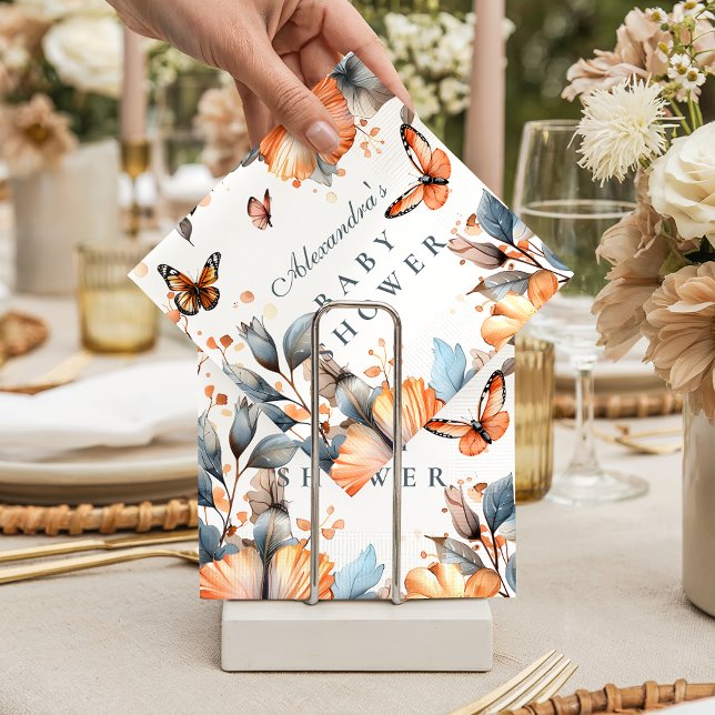 Servilleta De Papel Watercolor Butterfly Bloom Baby Shower (Subido por el creador)