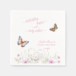 Servilleta De Papel Watercolor Butterfly Wildflowers Baby Shower