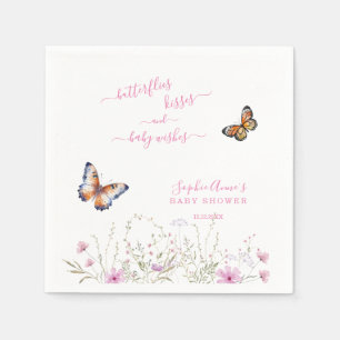 Servilleta De Papel Watercolor Butterfly Wildflowers Baby Shower