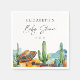 Servilleta De Papel Watercolor Cactus Fiesta Baby Shower