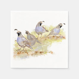 Servilleta De Papel Watercolor California Quail State Bird Nature