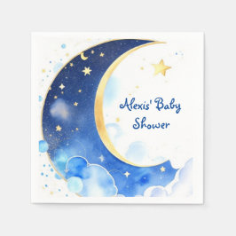 Servilleta De Papel Watercolor Celestial Moon and Stars Baby Shower