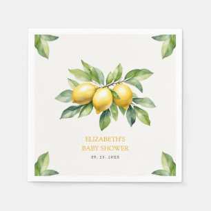 Servilleta De Papel Watercolor Citrus Lemon Baby Shower